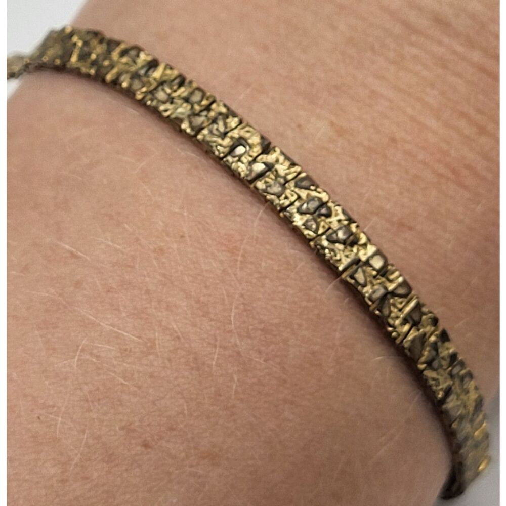 Estate Gold Nugget Chain Bracelet Gold tone Worn 7.5in